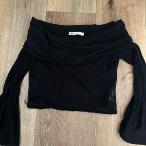 Zara Elegant Black Off-Shoulder Blouse